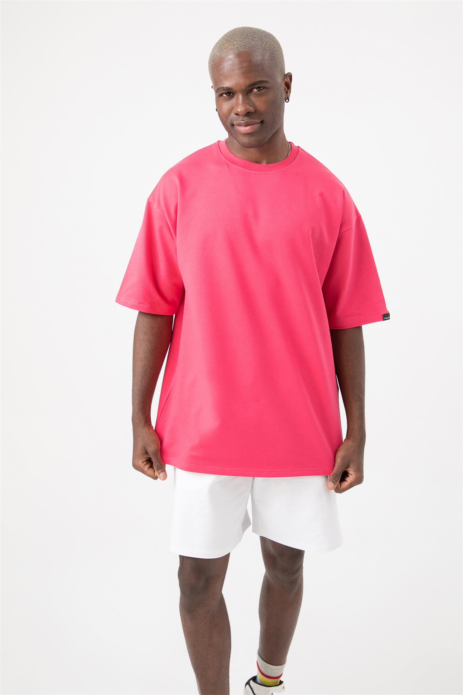Erkek Base Oversize Fuşya T-Shirt