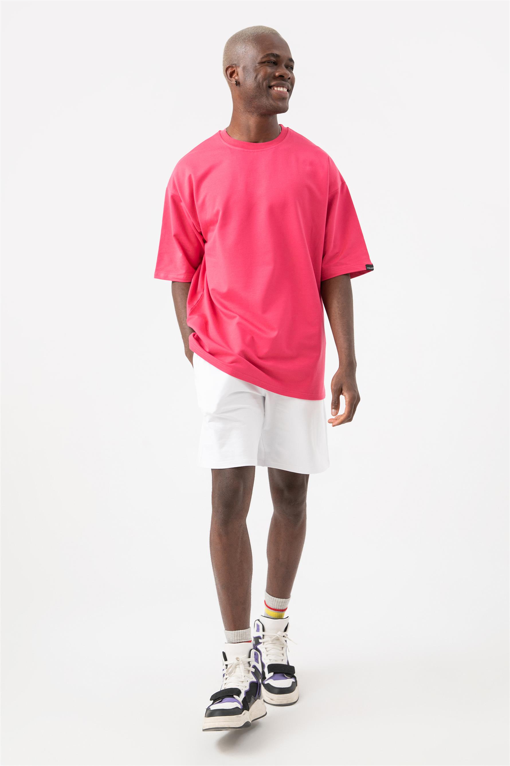 Erkek Base Oversize Fuşya T-Shirt