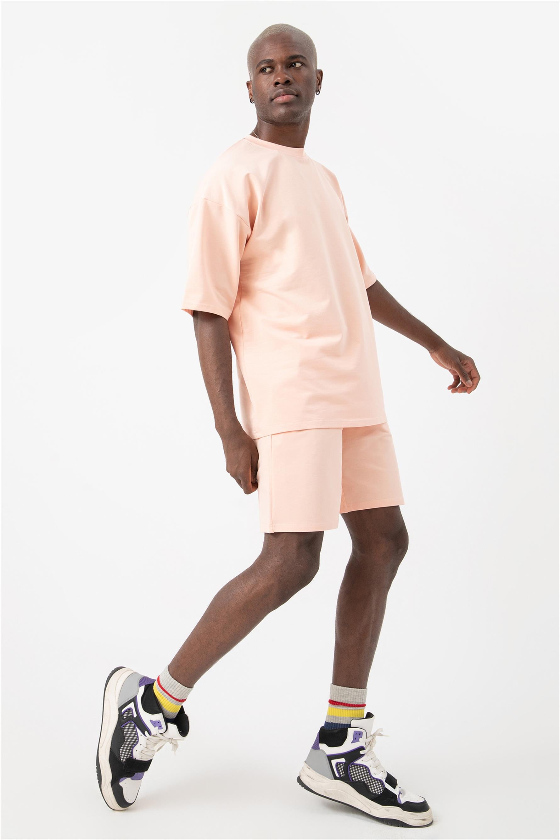 Erkek Base Oversize Mercan T-Shirt