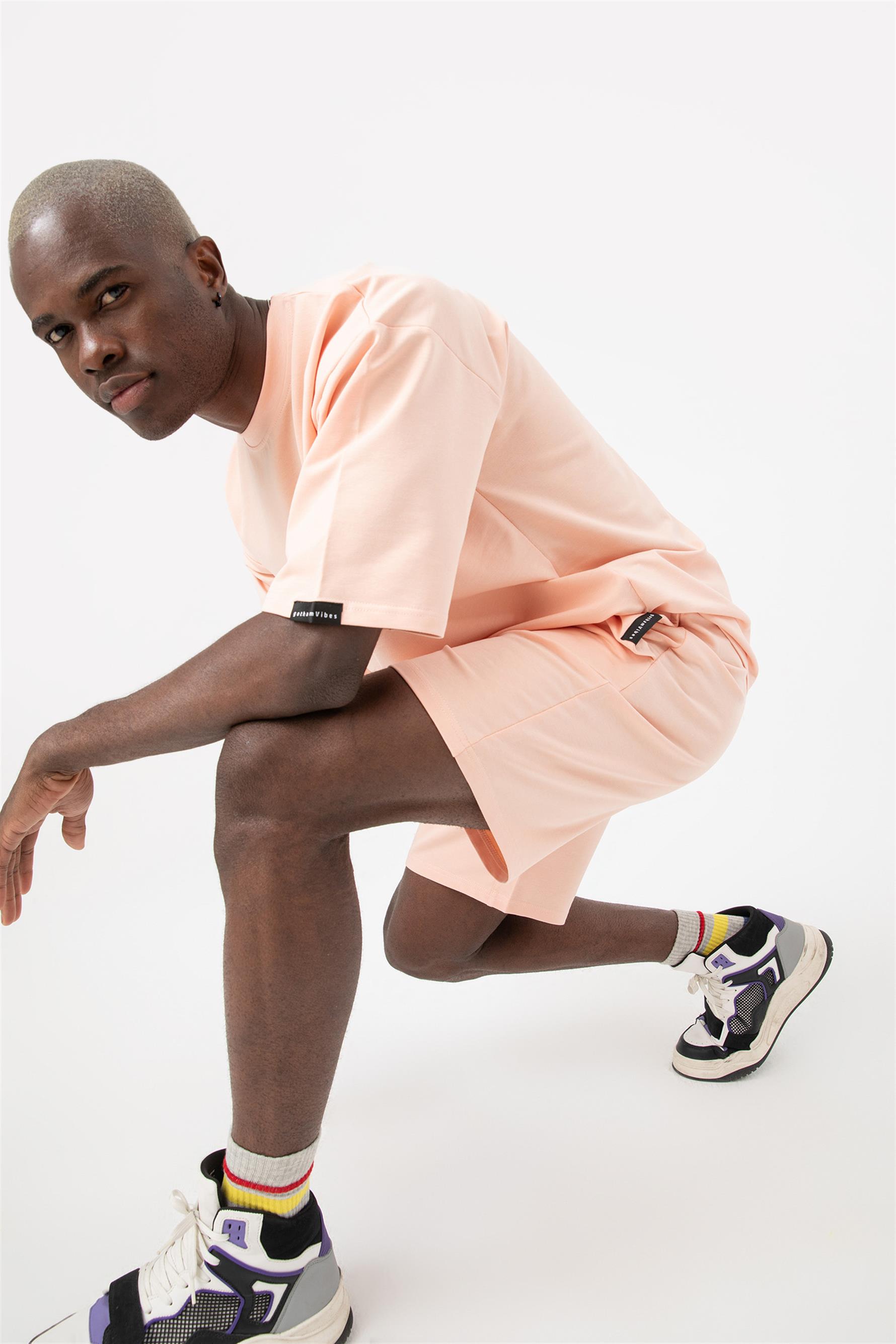 Erkek Base Oversize Mercan T-Shirt