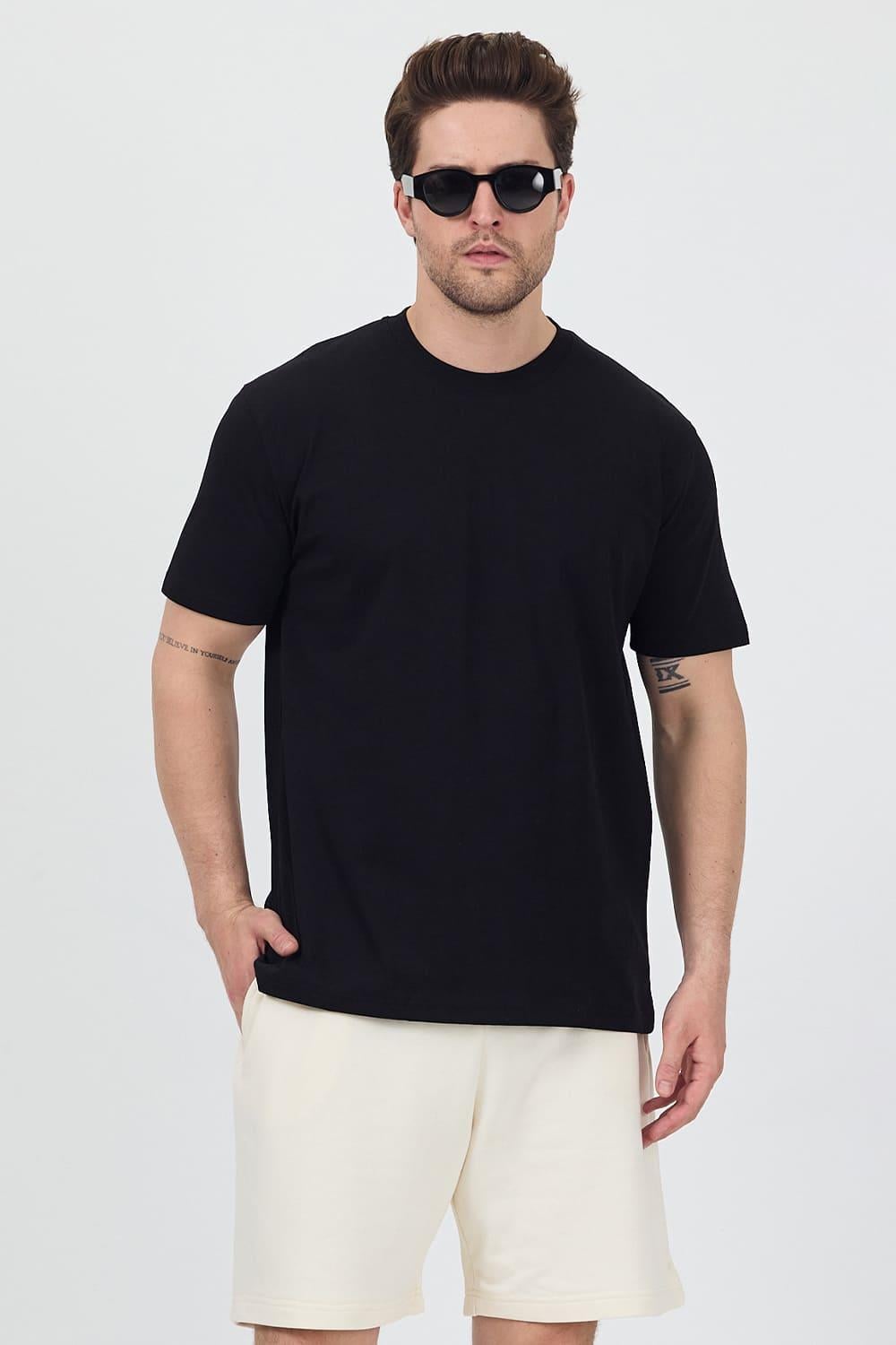 Erkek Kısa Kollu Basic Siyah T-Shirt