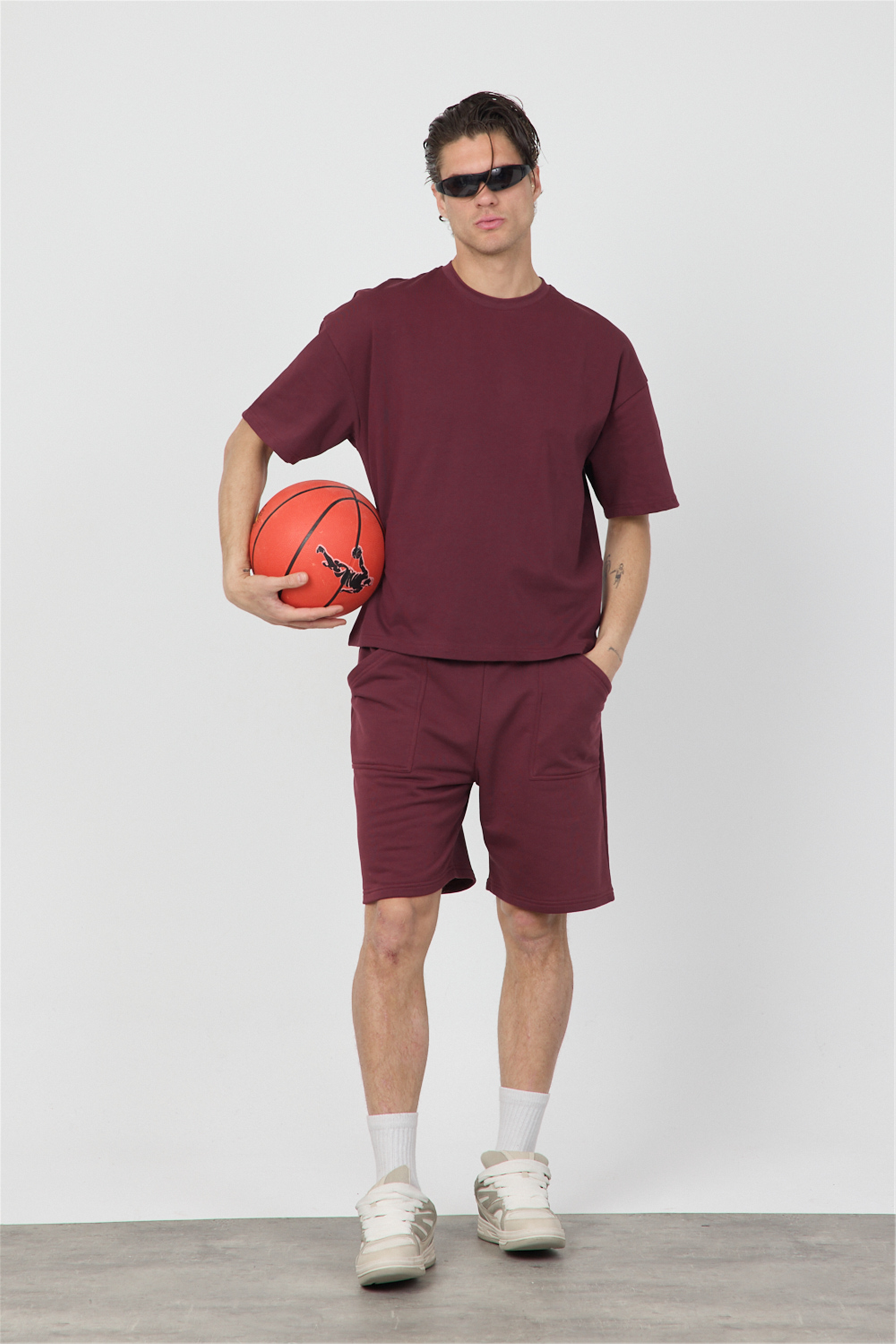 Erkek Blank Bordo Şort