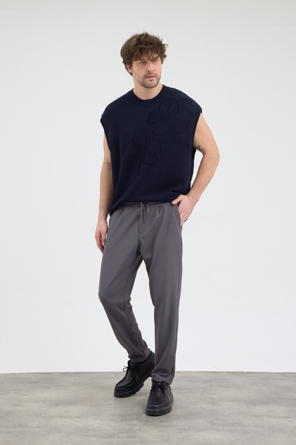 Erkek Boru Paça Füme Jogger Pantolo