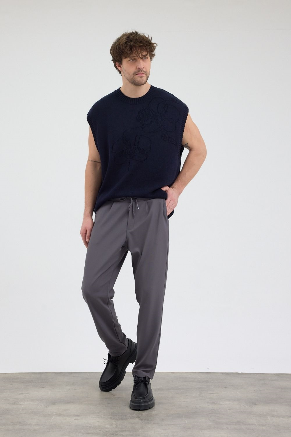 Erkek Boru Paça Füme Jogger Pantolo