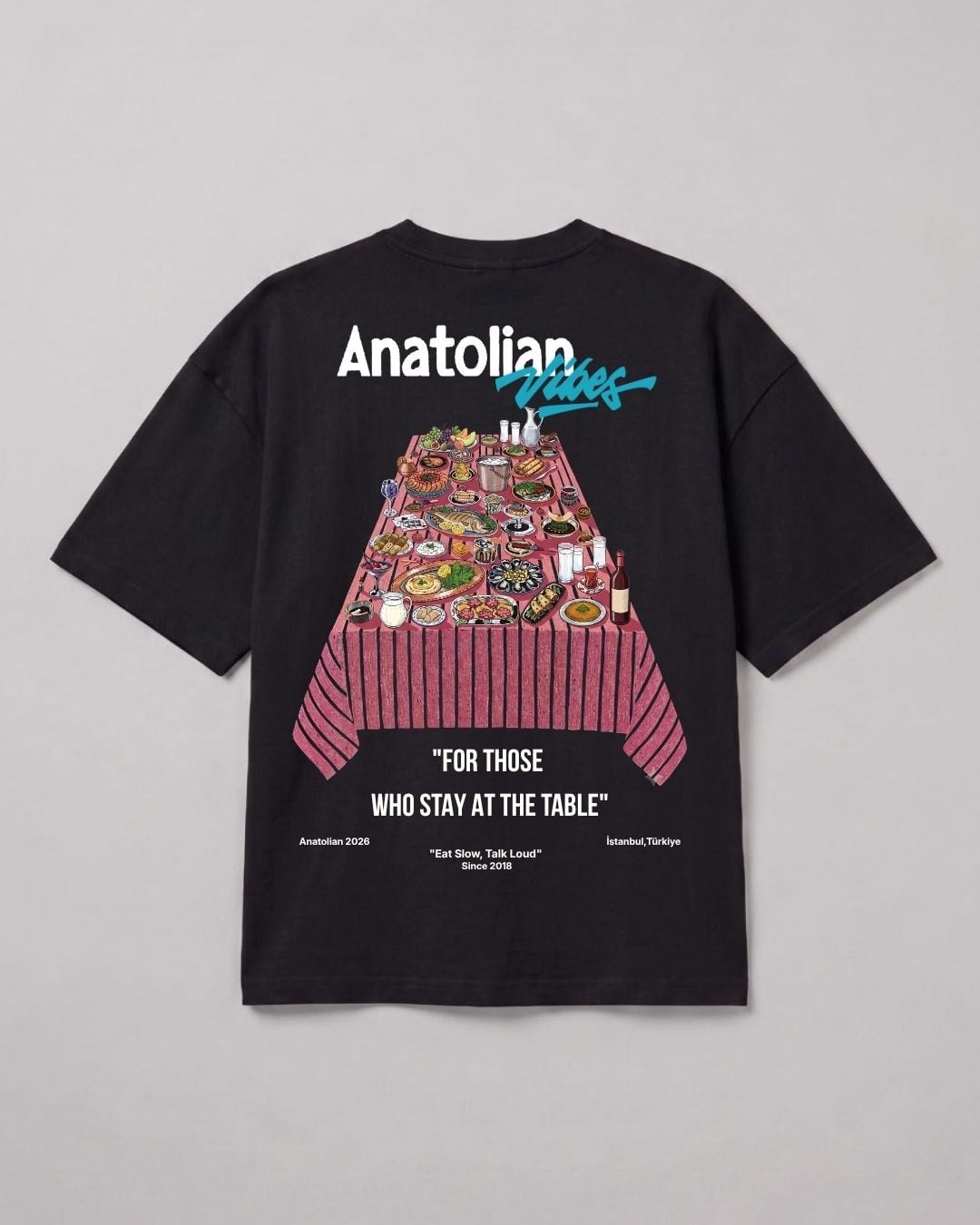 Erkek Anatolian Oversize Siyah Premium T-Shirt