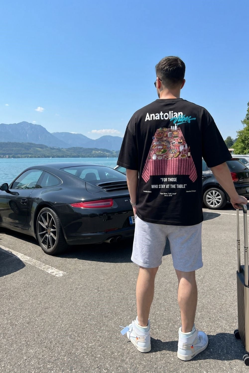 Erkek Anatolian Oversize Siyah Premium T-Shirt