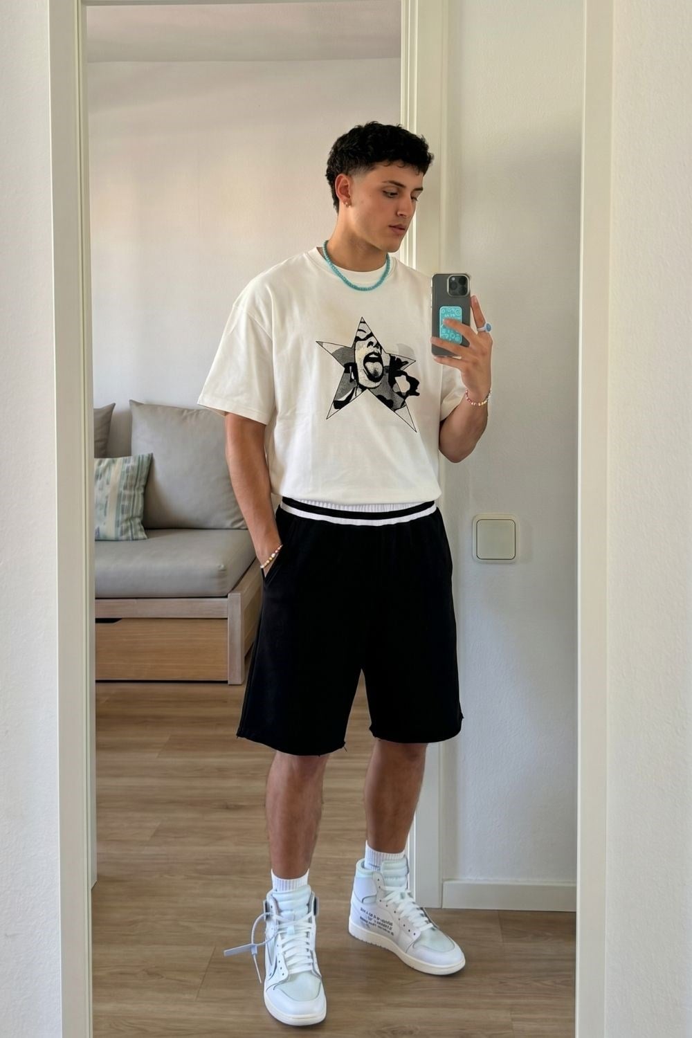 Erkek Chaos Oversize Kırık Beyaz Premium T-Shirt