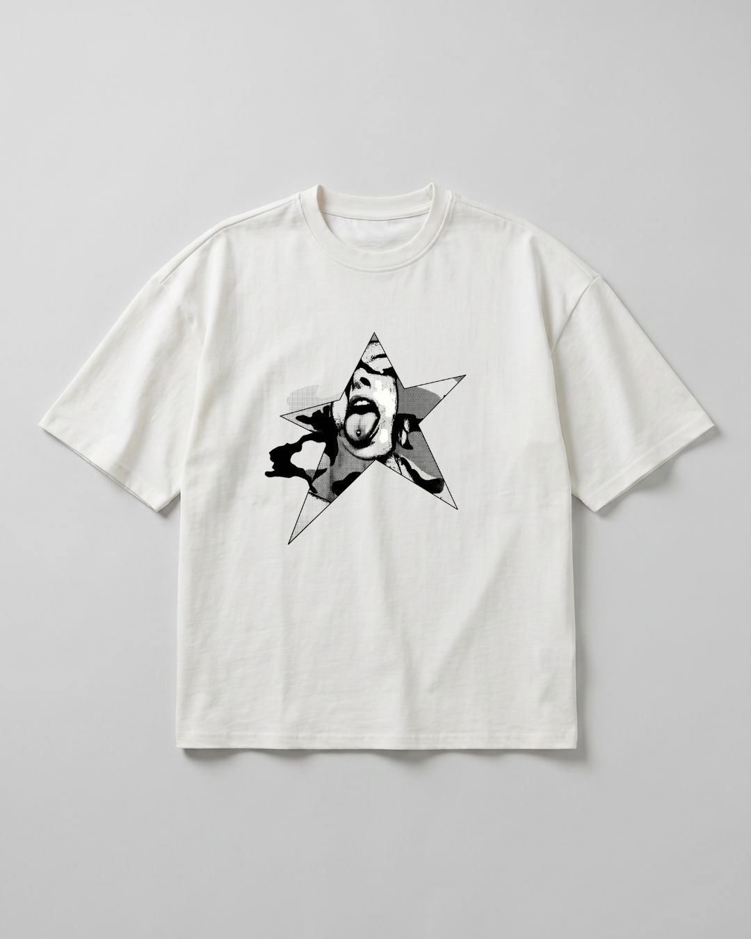 Erkek Chaos Oversize Kırık Beyaz Premium T-Shirt