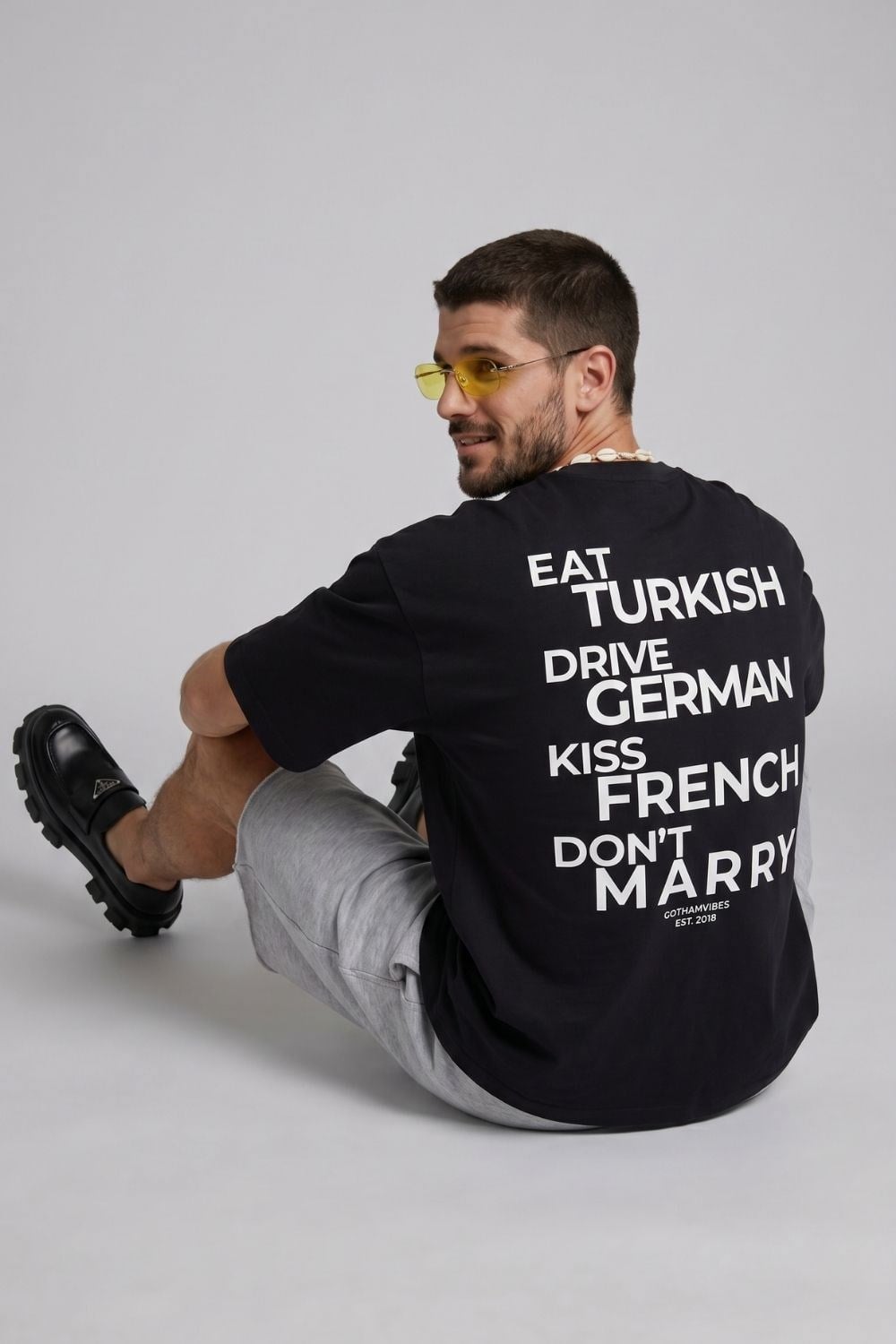 Erkek Boxy Marry Siyah Premium T-Shirt