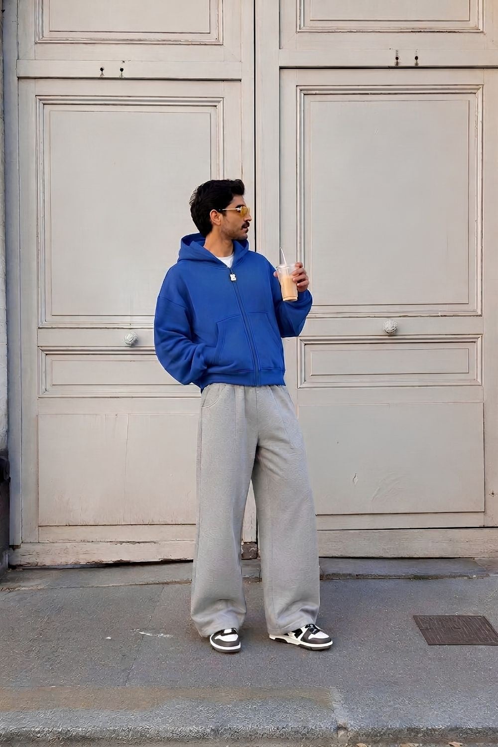 Erkek Boxy Oversize Fermuarlı Chill Saks Sweatshirt