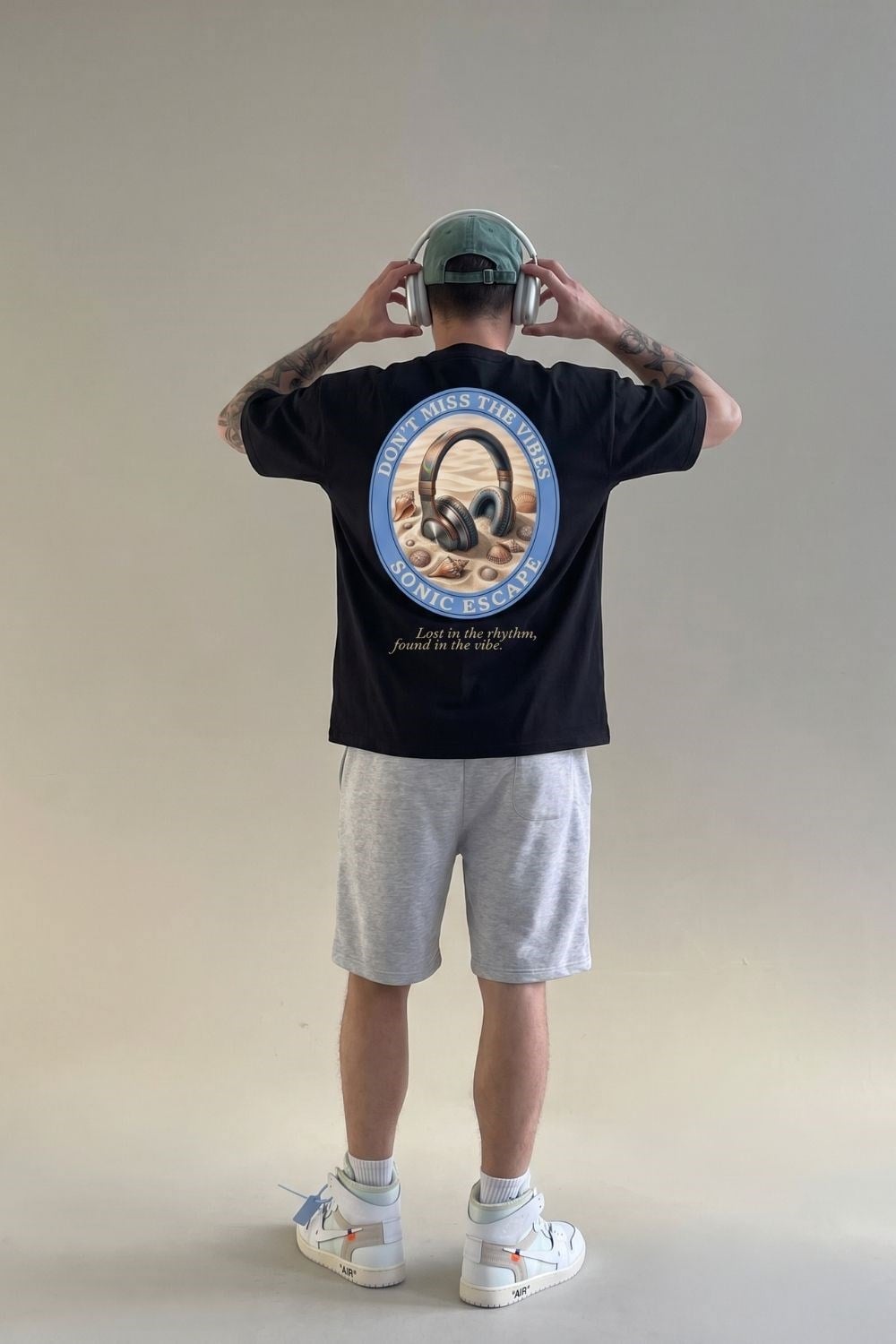 Erkek Rhytm Oversize Siyah Premium T-Shirt