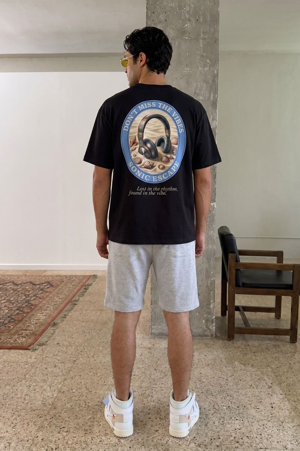 Erkek Rhytm Oversize Siyah Premium T-Shirt