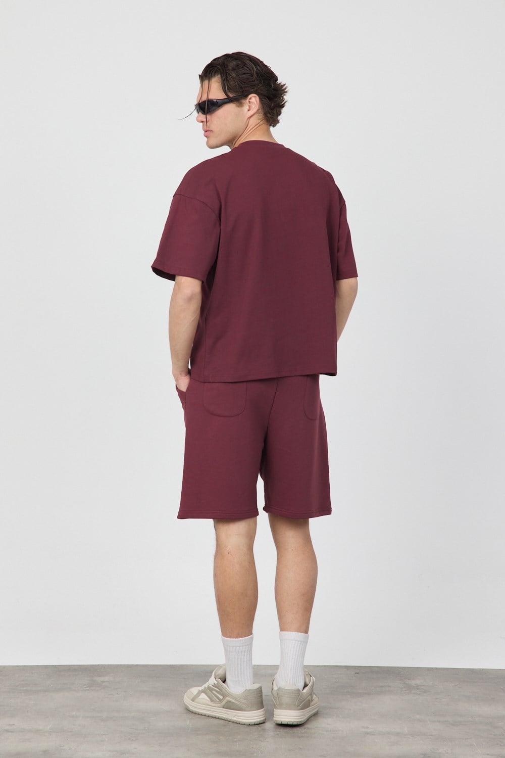 Erkek Chill Boxy Premium Bordo T-Shirt