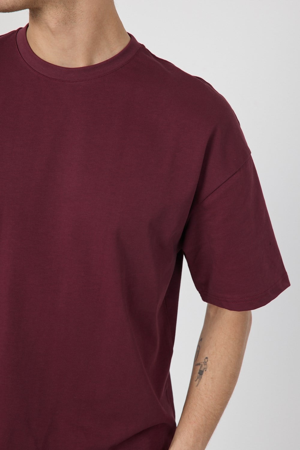 Erkek Chill Boxy Premium Bordo T-Shirt