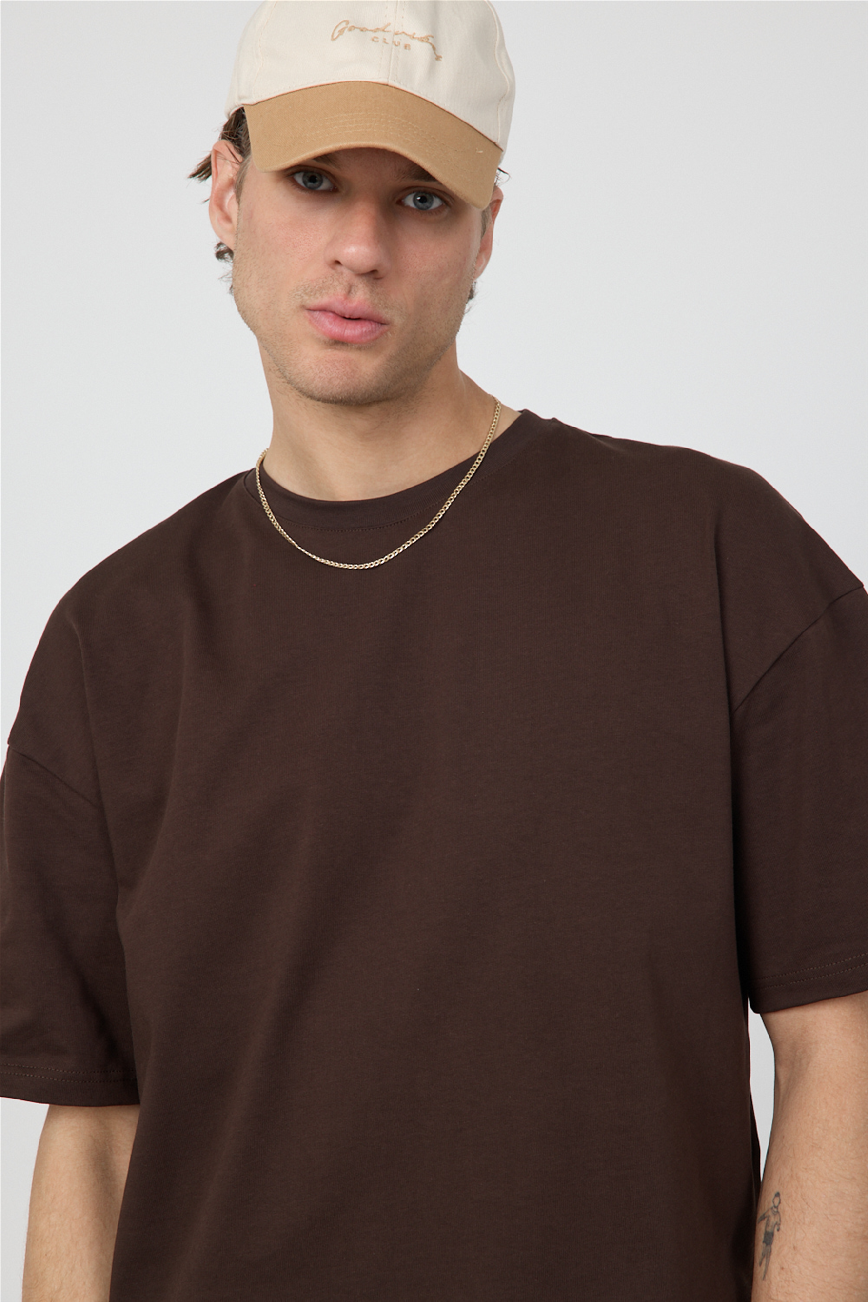 Erkek Chill Boxy Premium Kahverengi T-Shirt