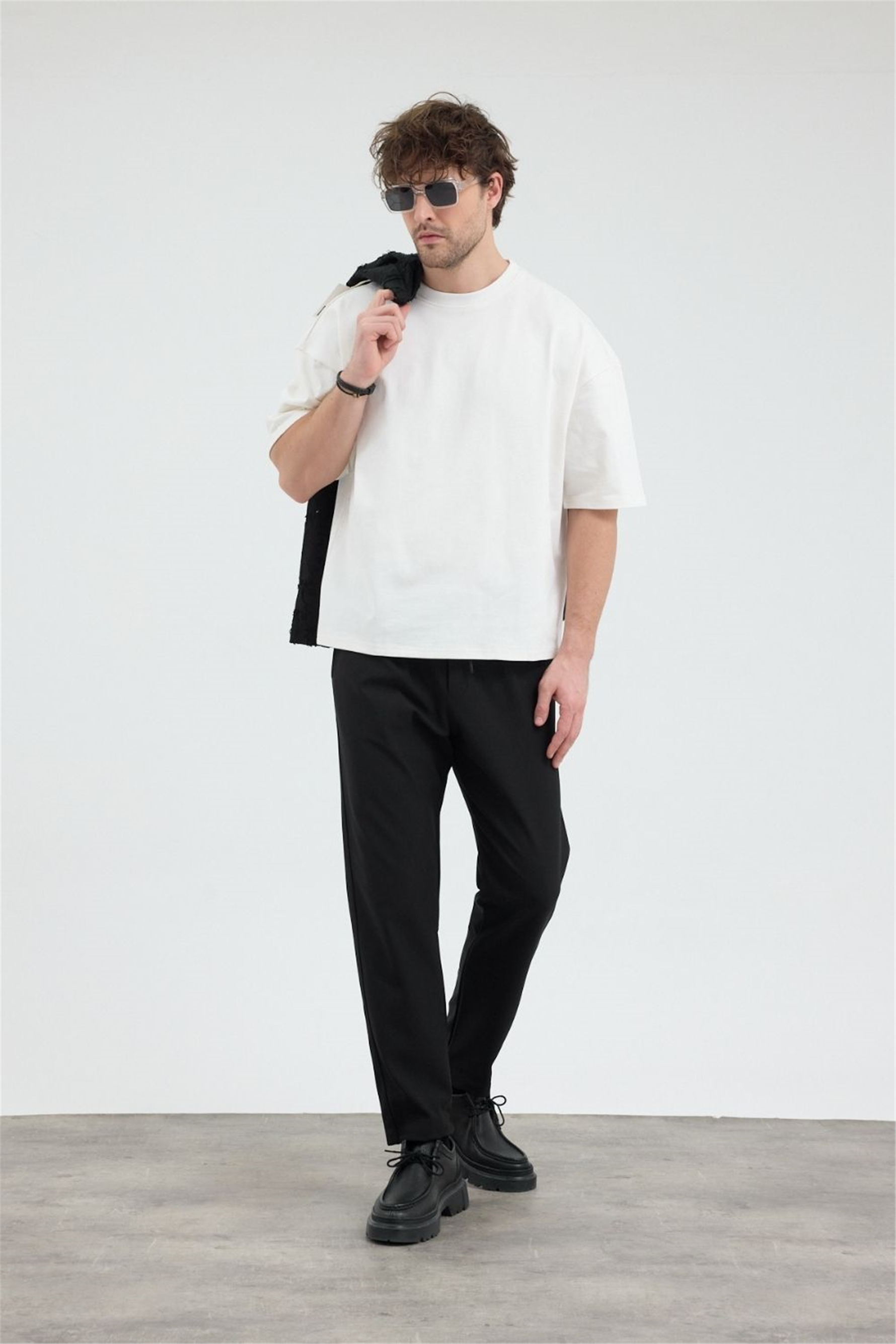Erkek Chill Boxy Premium Ekru T-Shirt