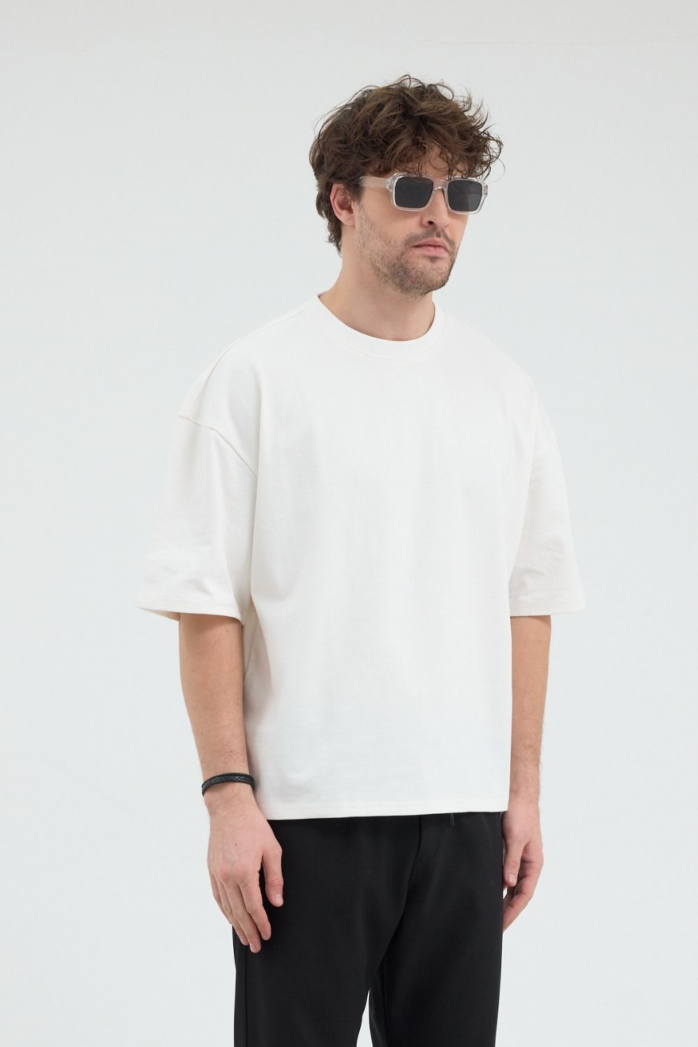 Erkek Chill Boxy Premium Ekru T-Shirt