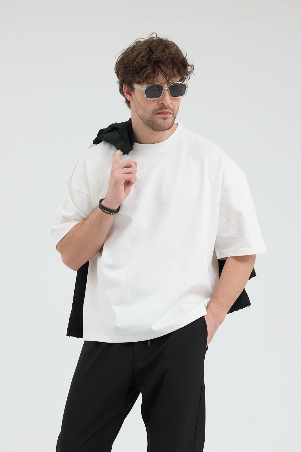 Erkek Chill Boxy Premium Ekru T-Shirt