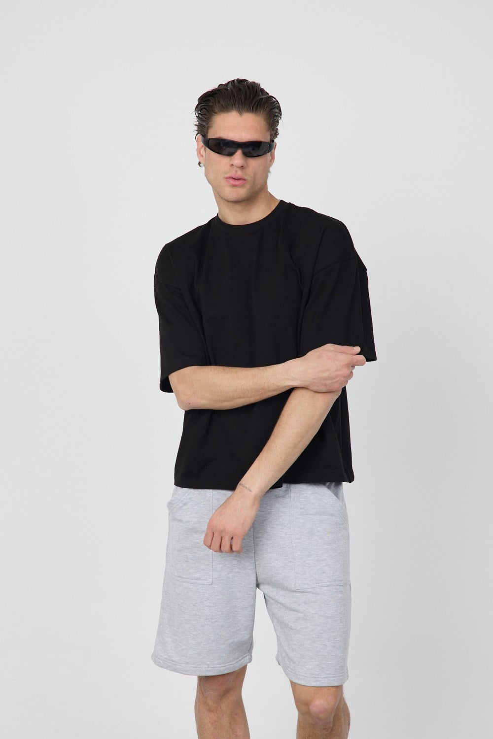Erkek Chill Boxy Premium Siyah T-Shirt