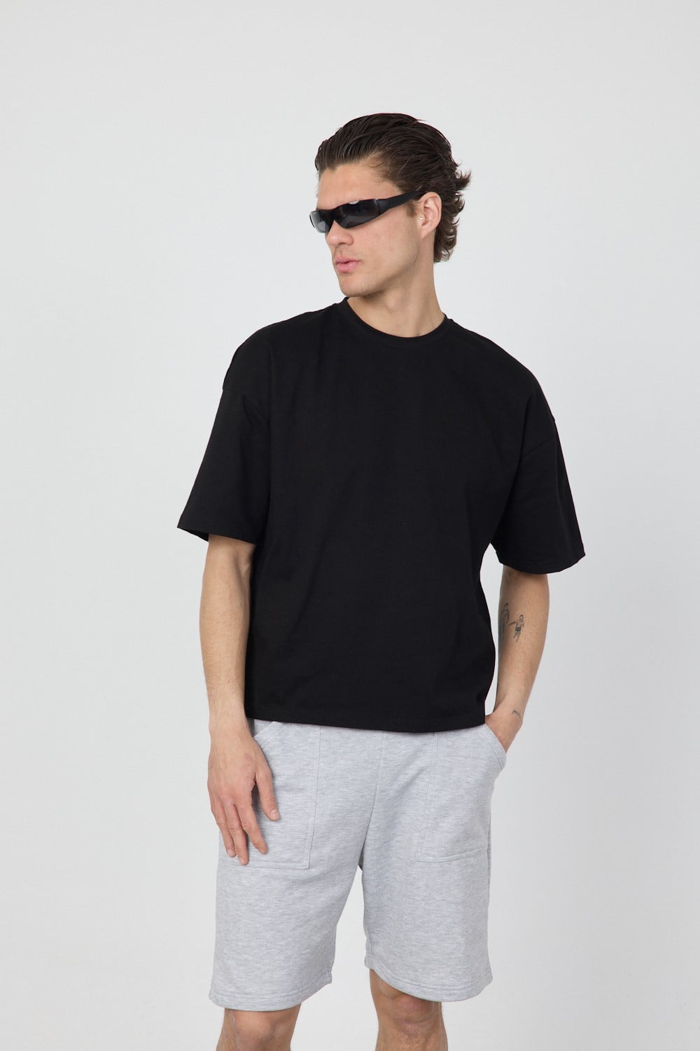 Erkek Chill Boxy Premium Siyah T-Shirt