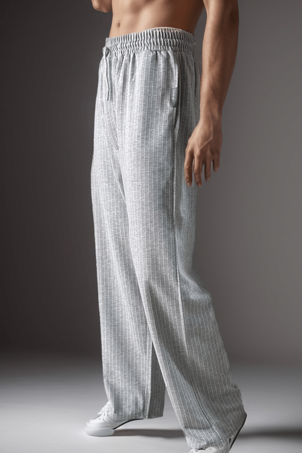 Erkek Çizgili Gri Takım