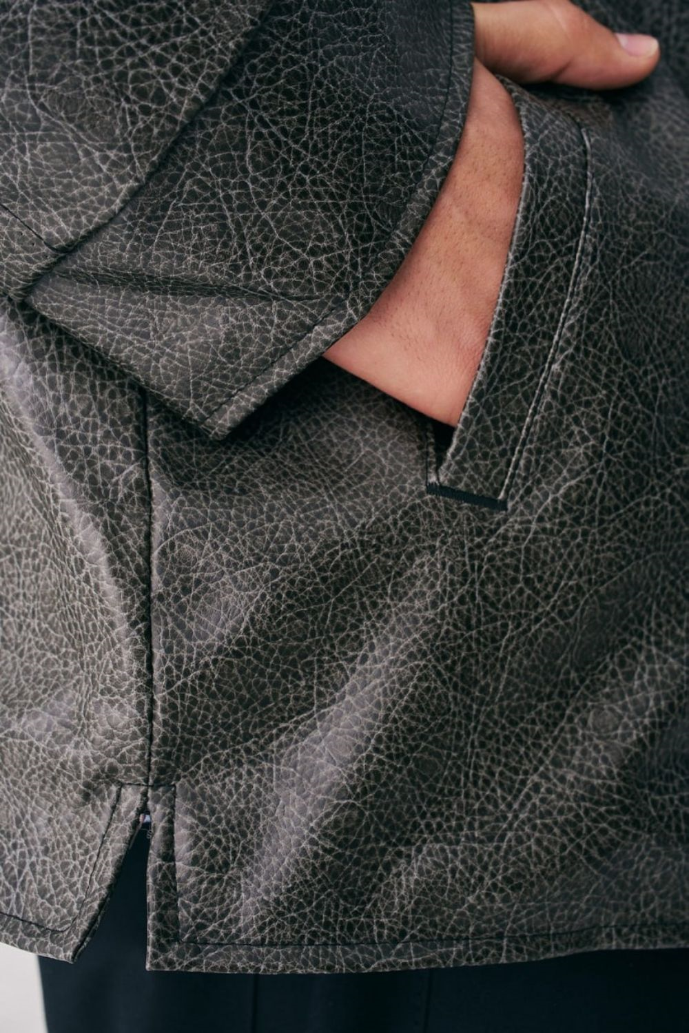 Erkek Vintage Füme Deri Ceket