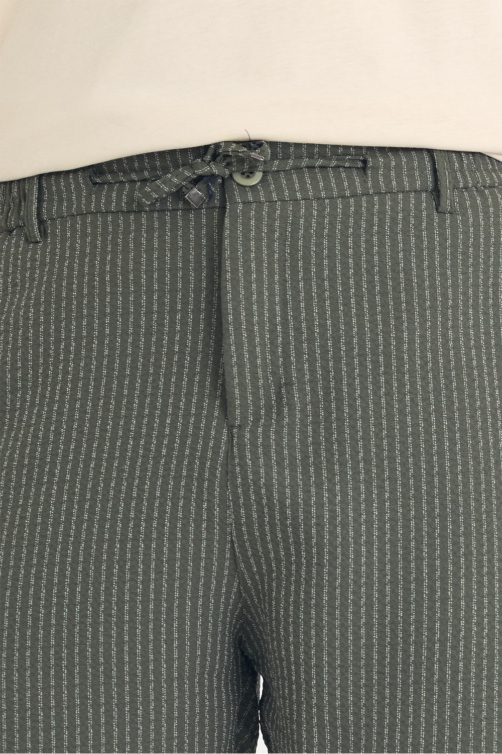 Erkek Haki Çizgili Şort