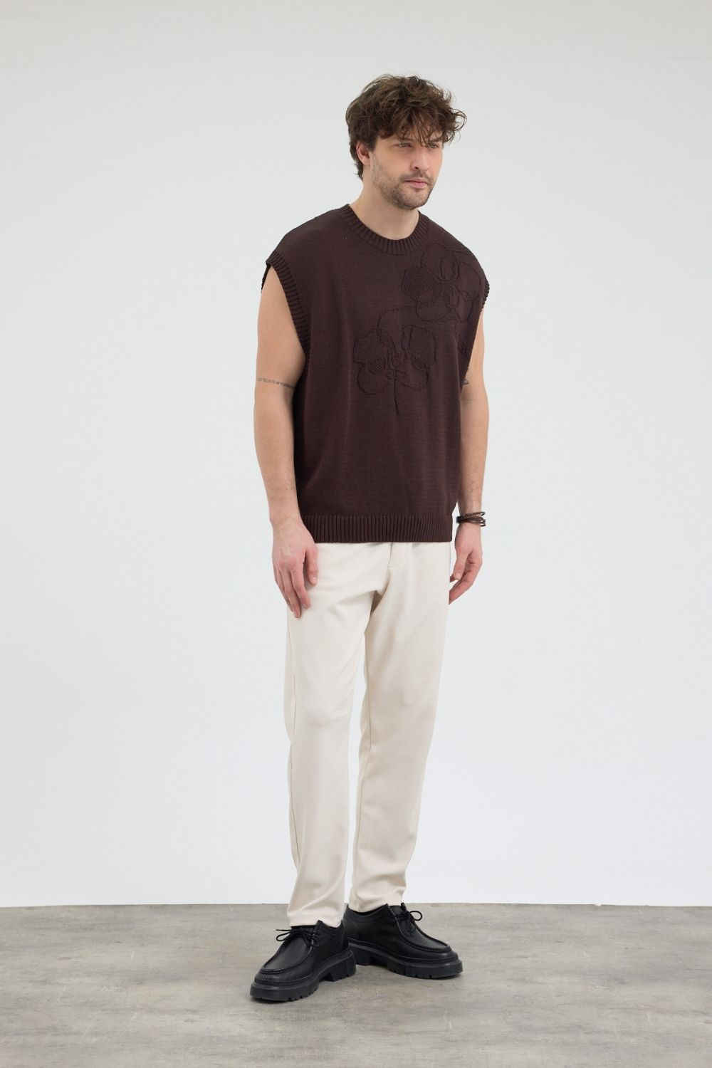 Erkek Kahverengi Jakarlı Süveter