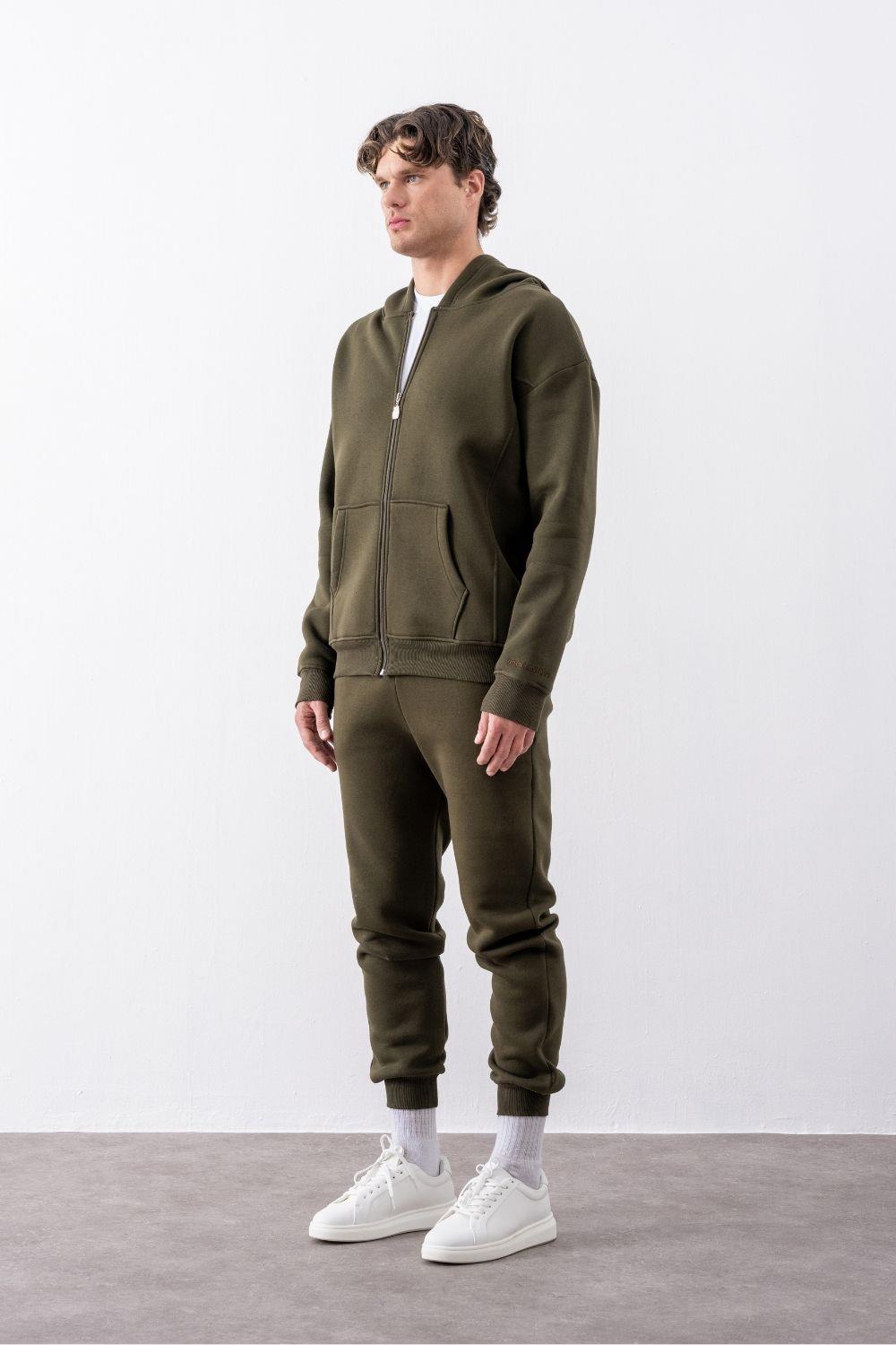 Erkek Rahat Kesim Haki Eşofman Alt