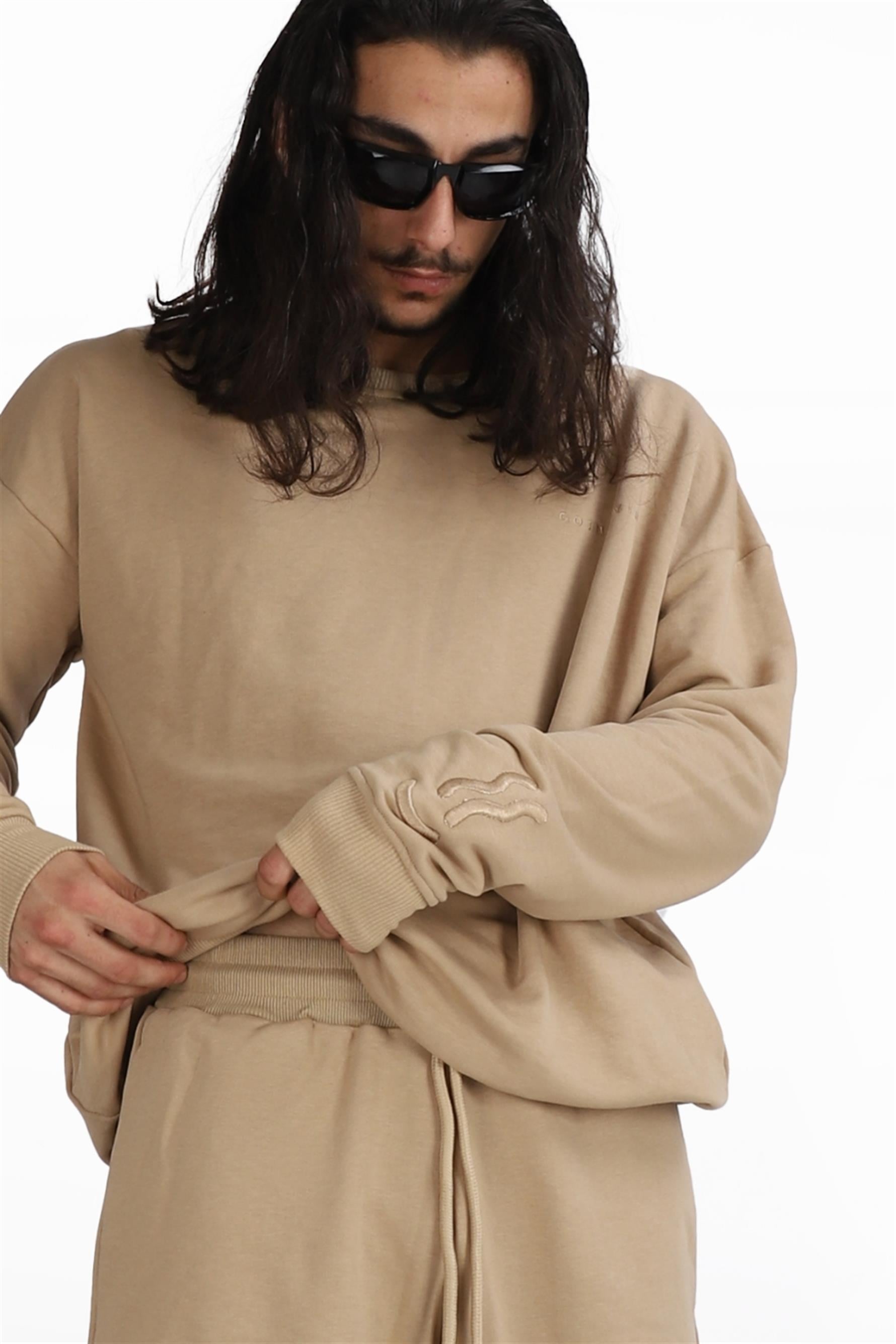 Erkek Reincarnation Oversize Bej Sweatshirt