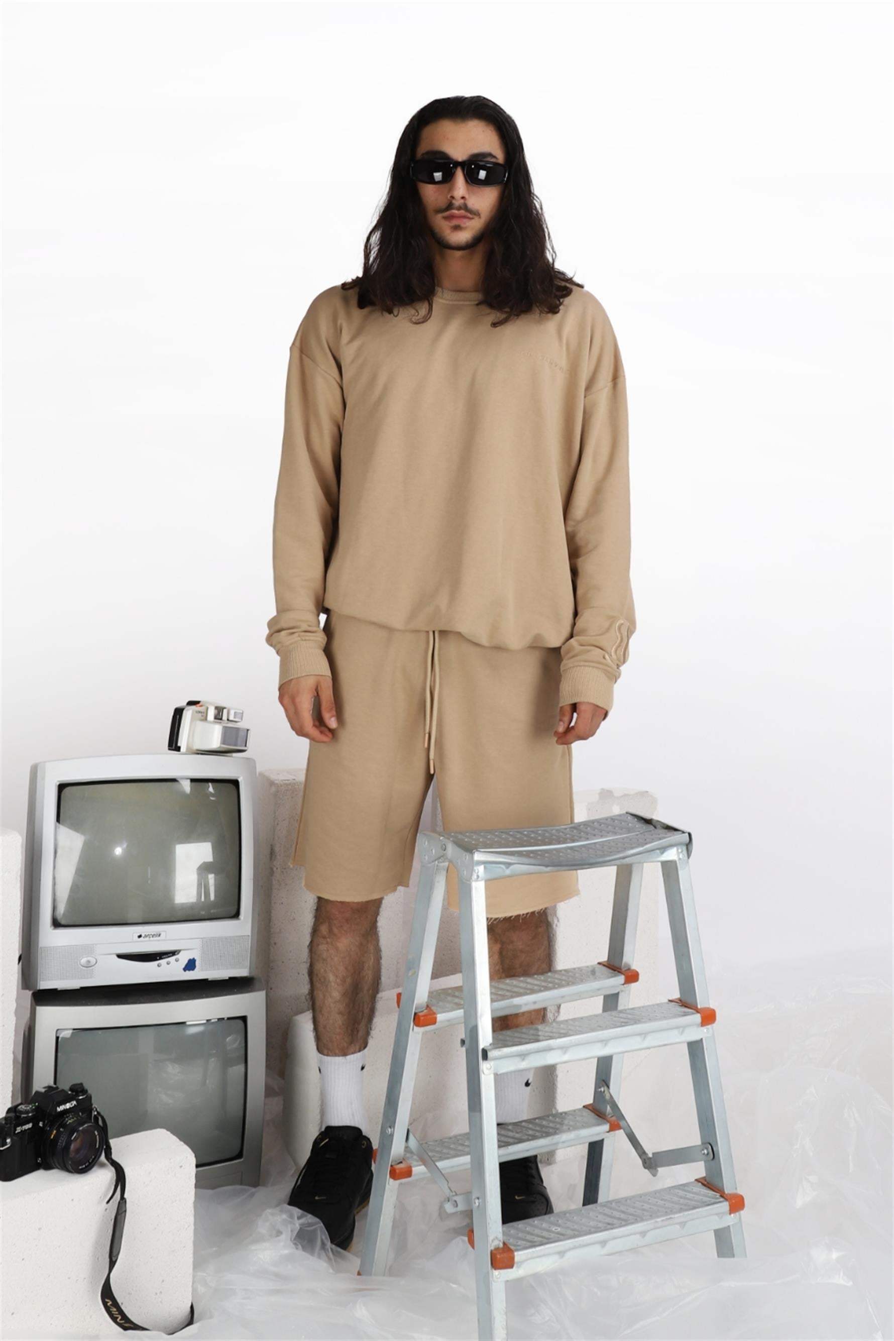 Erkek Reincarnation Oversize Bej Sweatshirt