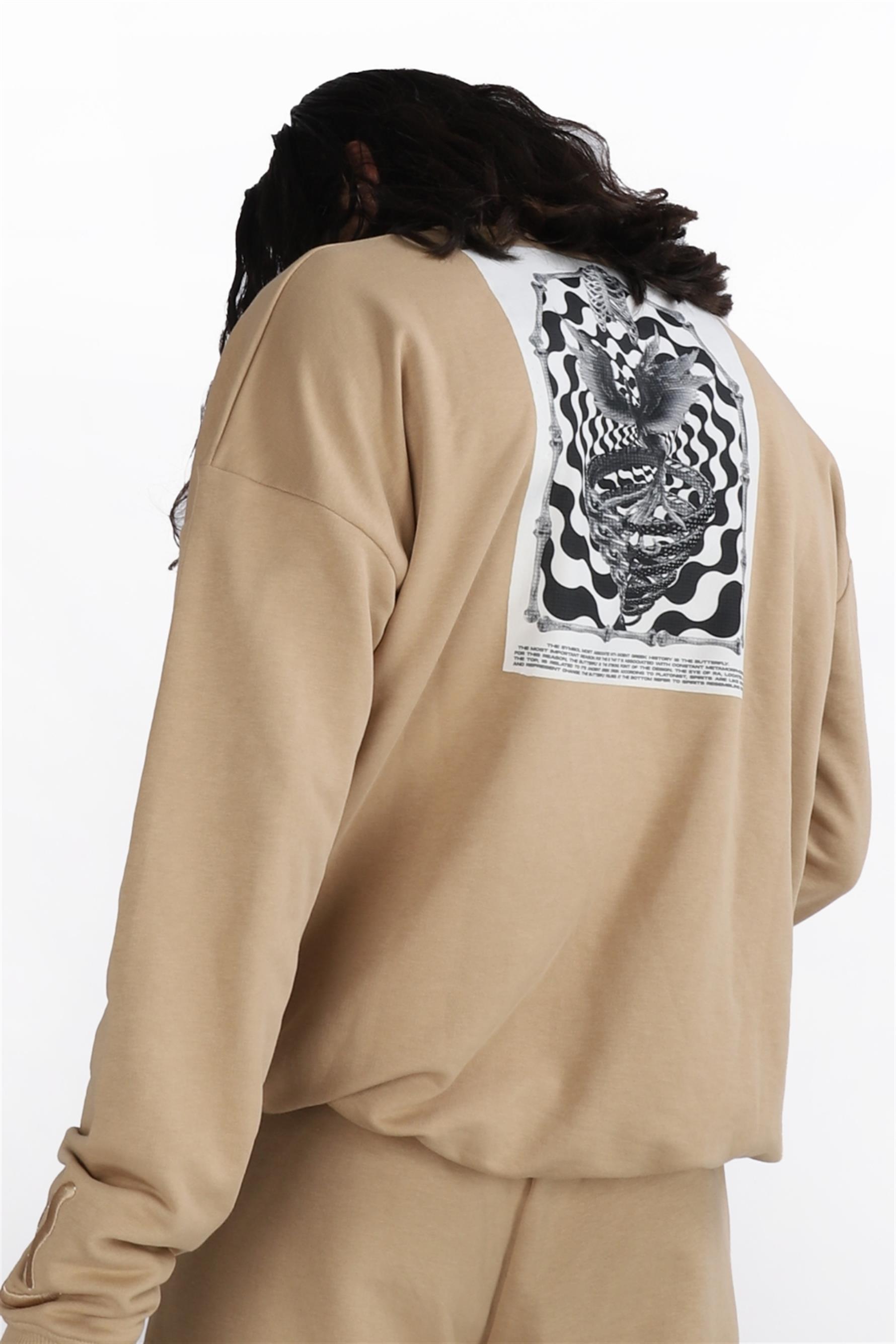 Erkek Reincarnation Oversize Bej Sweatshirt
