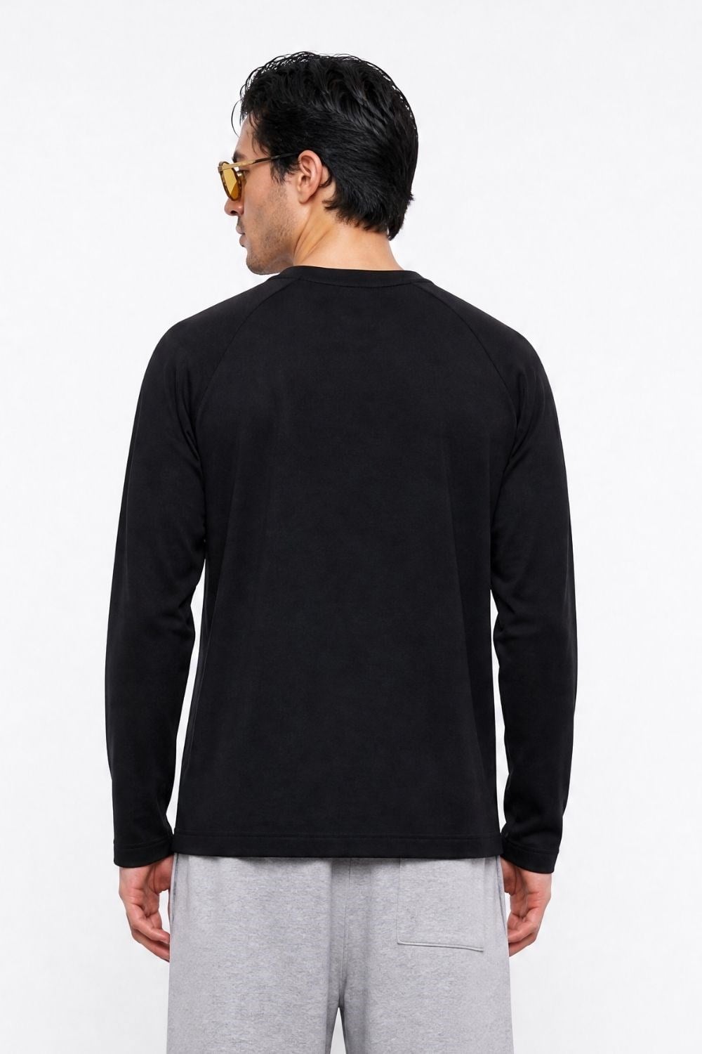Erkek Reglan Uzun Kollu Siyah T-Shirt