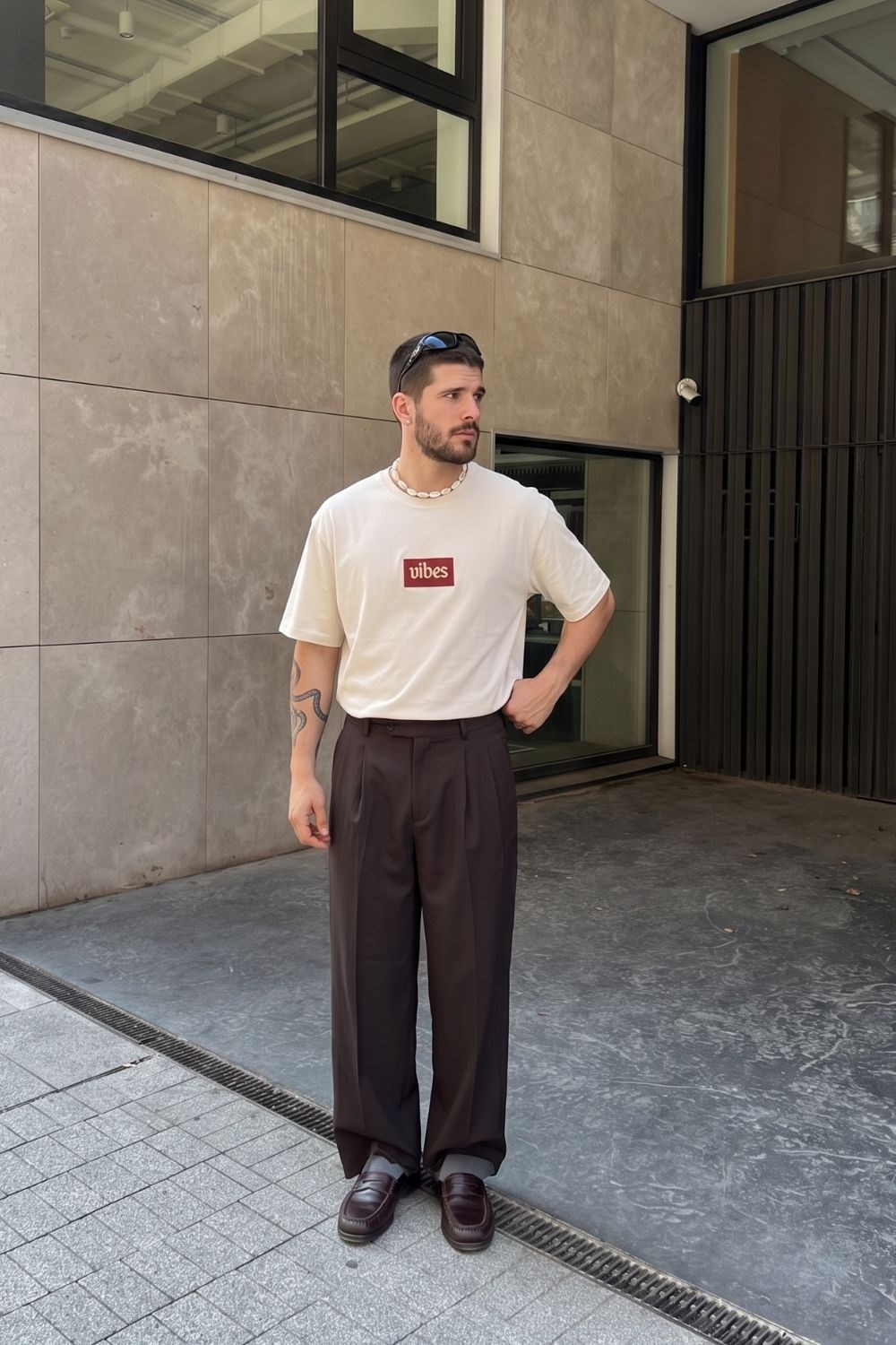 Erkek Relaxed 003 Oversize Krem T-Shirt