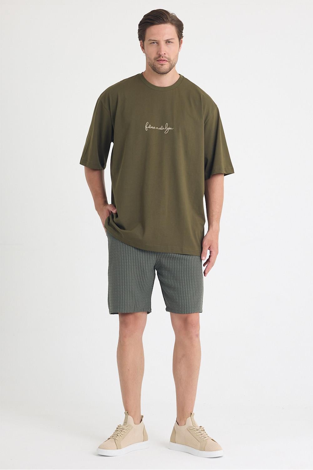Erkek Relaxed 004 Oversize Haki T-Shirt