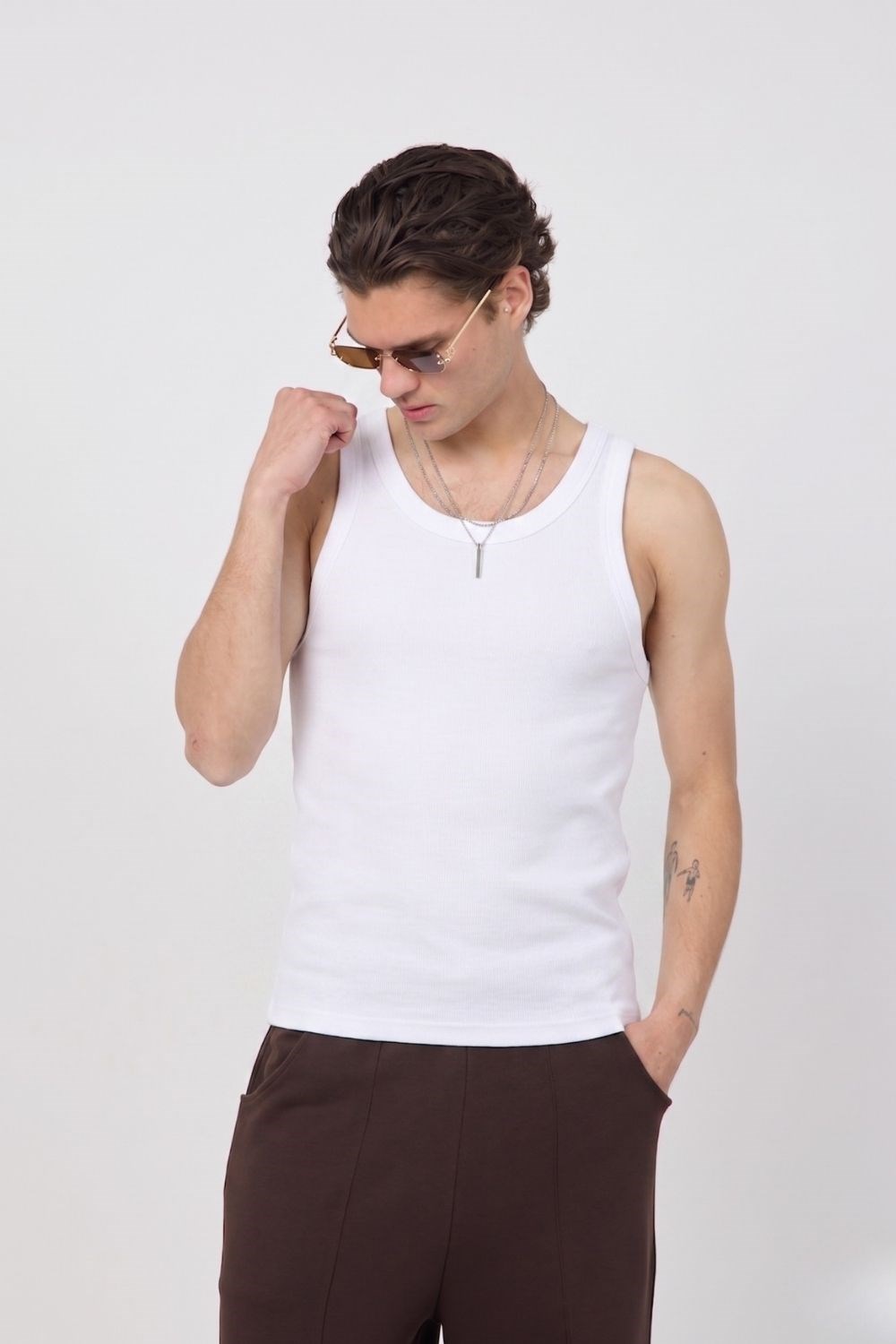Erkek Tank Top Beyaz Atlet