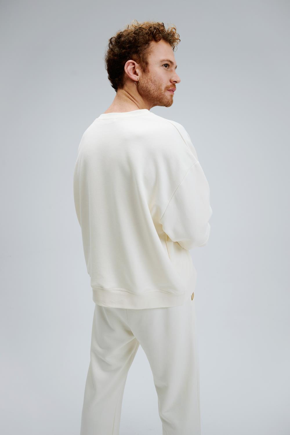 Erkek Timeless Oversize Krem Sweatshirt