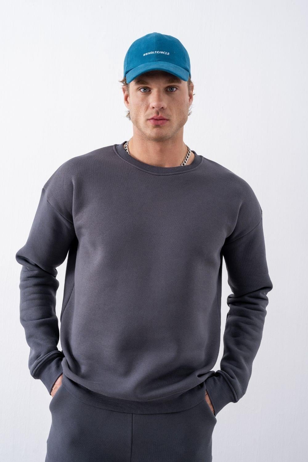 Erkek Vibe Oversize Antrasit Sweatshirt