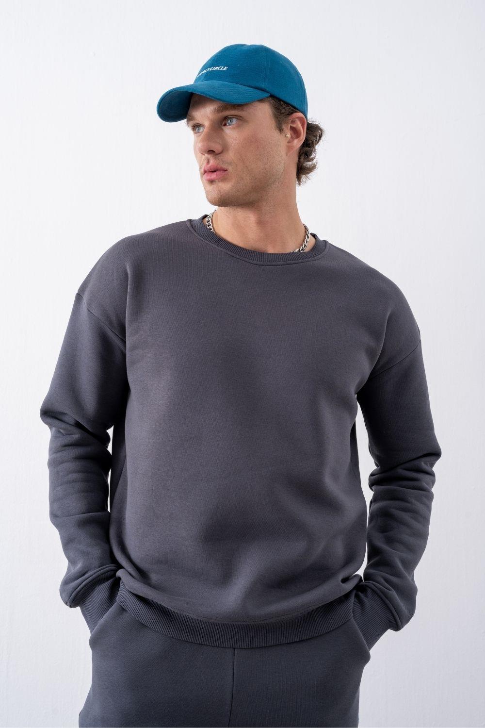 Erkek Vibe Oversize Antrasit Sweatshirt