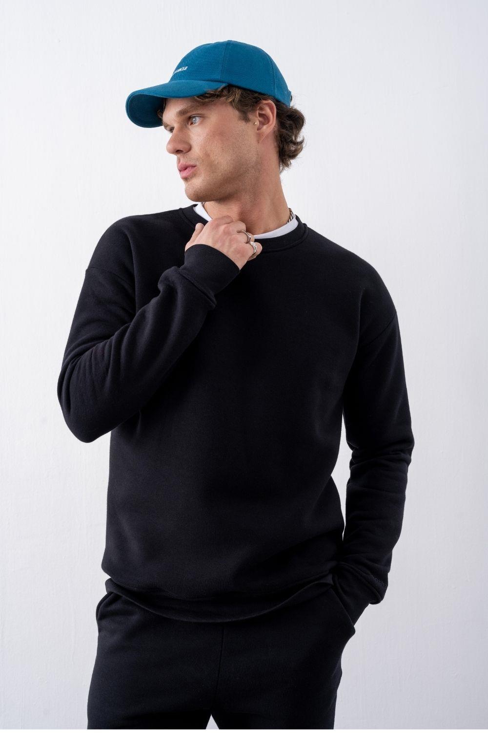 Erkek Vibe Oversize Siyah Sweatshirt