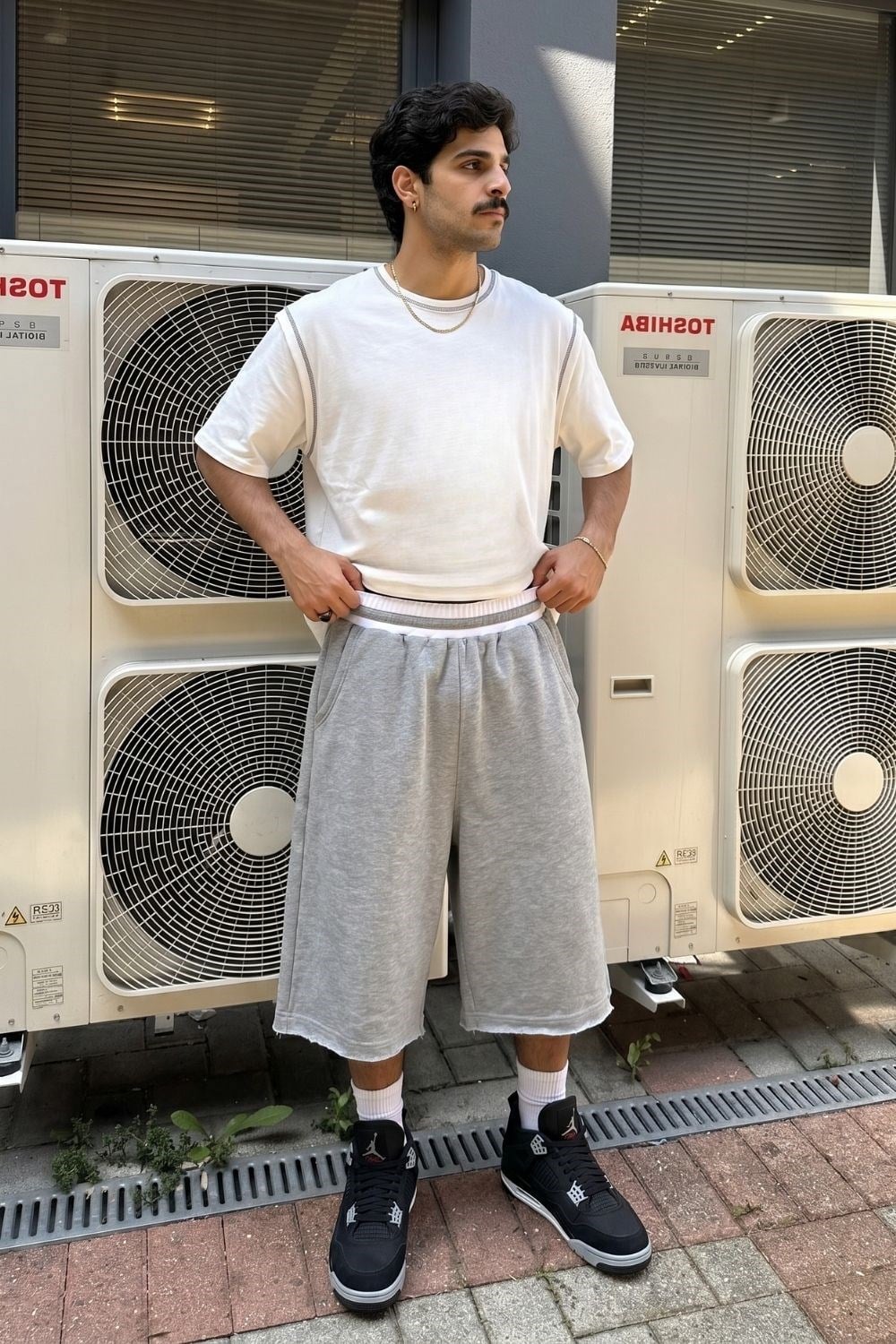 Erkek Yang Gri Jorts