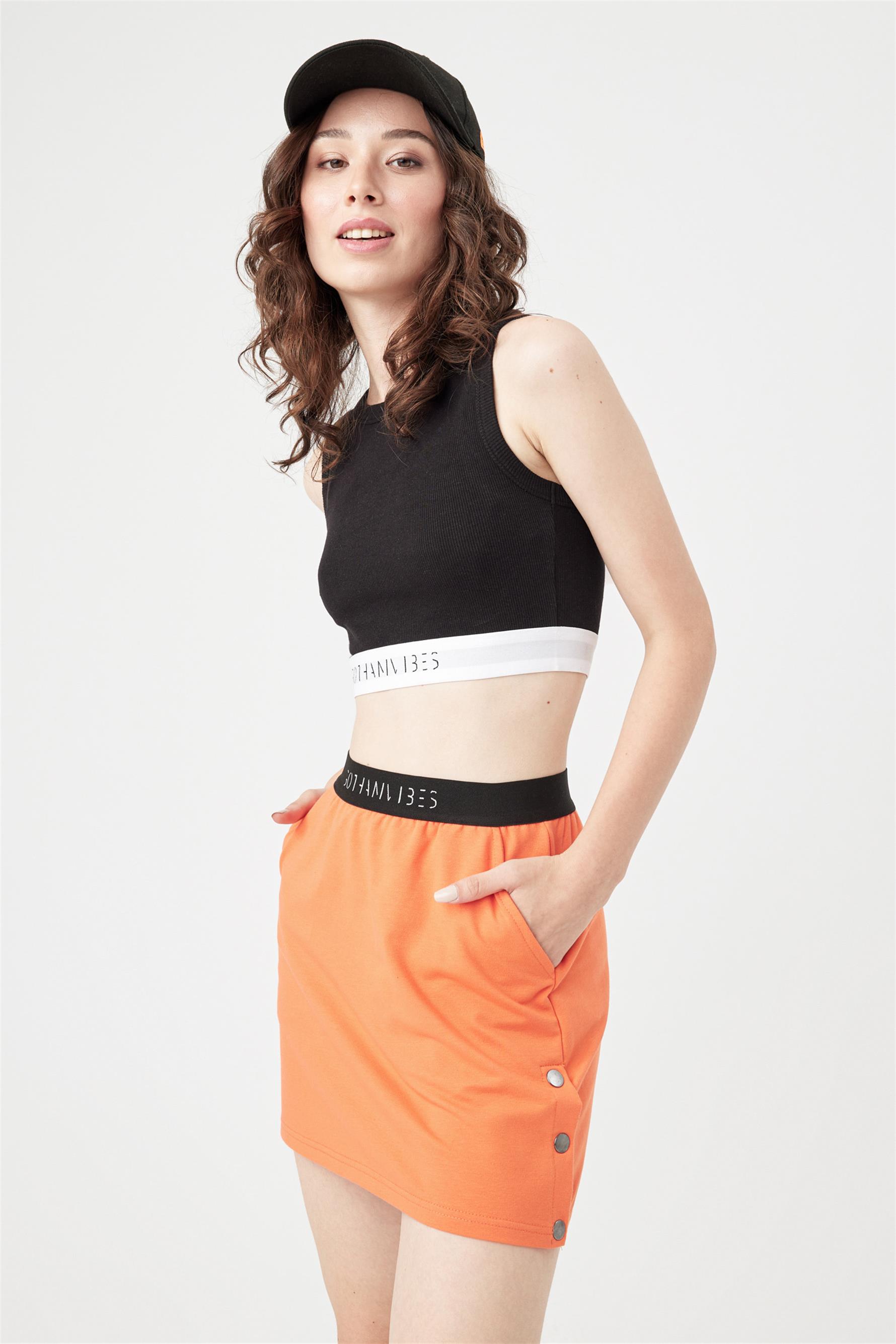 Kadın Bang Şeftali Çıtçıtlı Etek