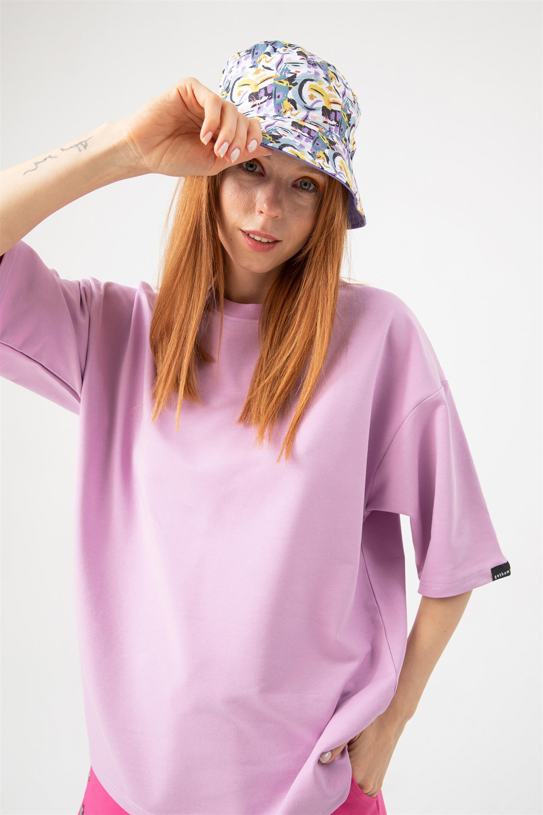 Kadın Base Oversize Lila T-Shirt