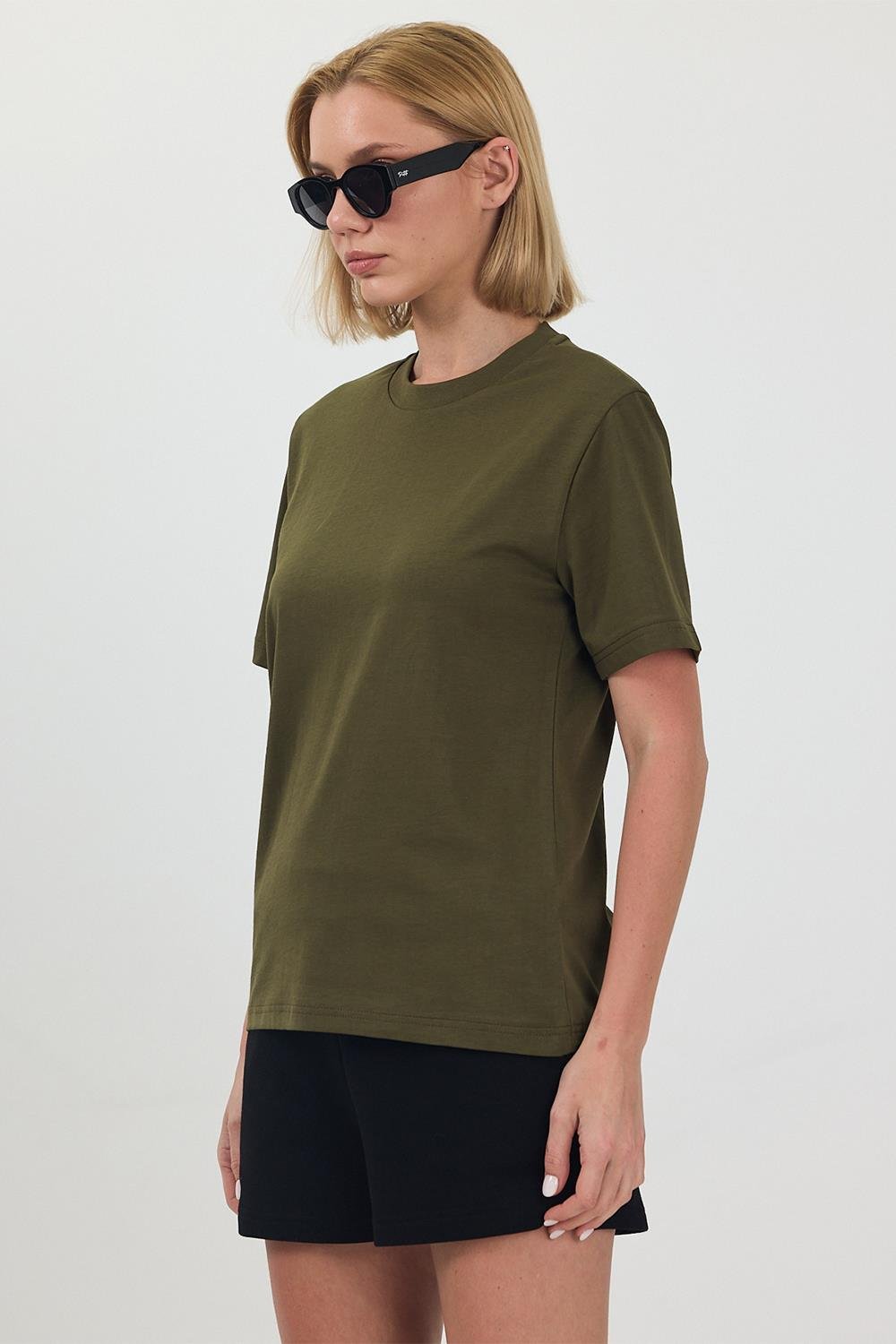 Kadın Basic Haki T-Shirt