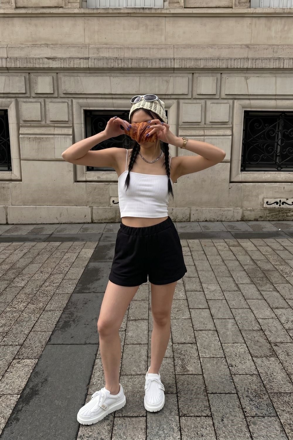 Kadın Beyaz Fitilli İp Askılı Crop Top