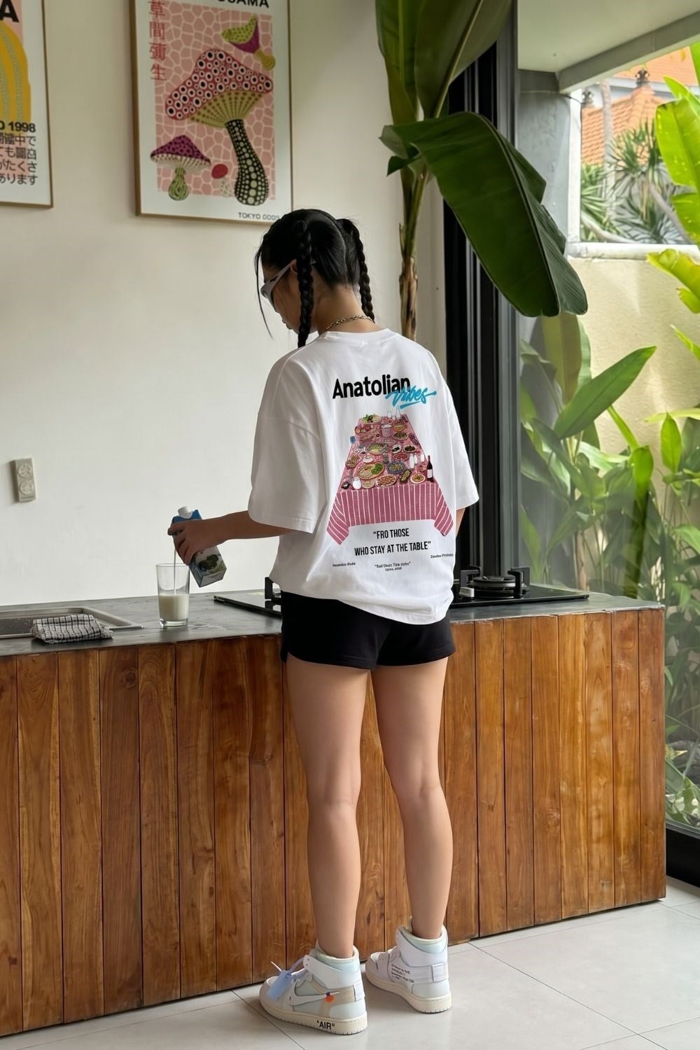 Kadın Anatolian Oversize Kırık Beyaz Premium T-Shirt