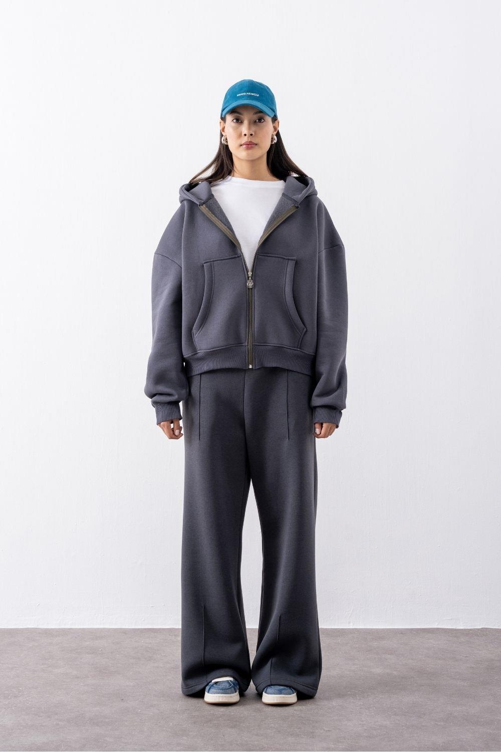 Kadın Chill Bol Paça Antrasit Eşofman Alt