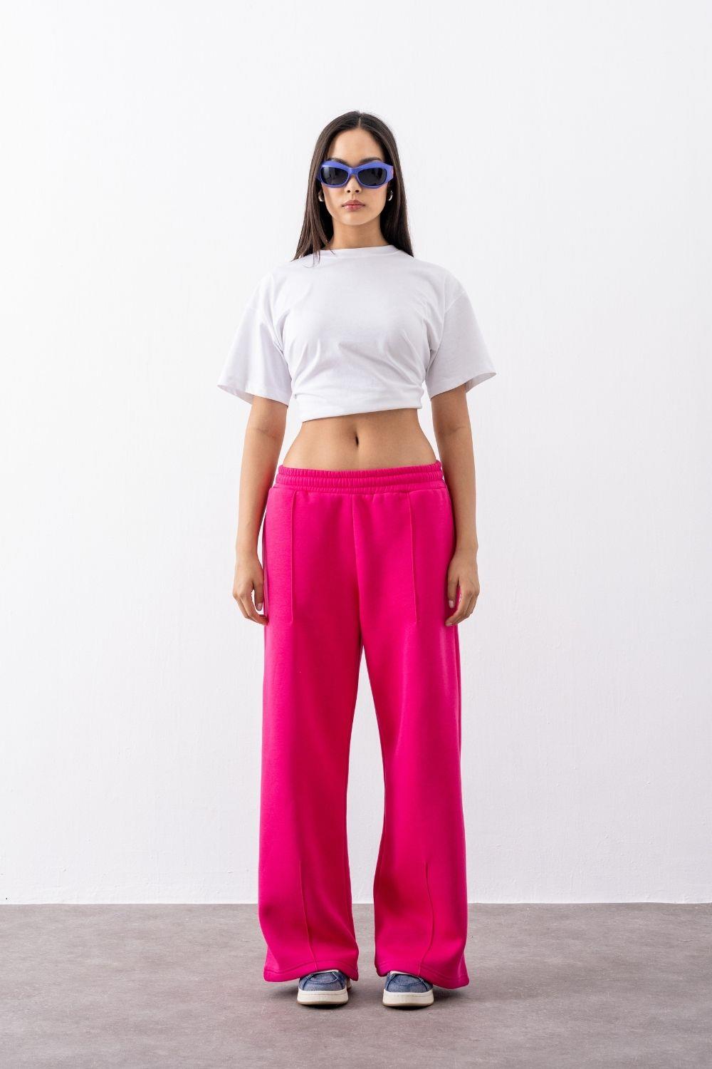 Kadın Chill Bol Paça Fuşya Eşofman Alt