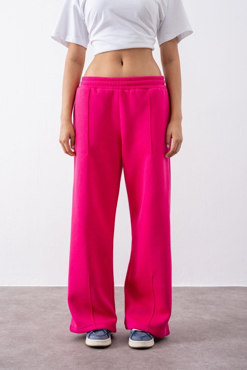 Kadın Chill Bol Paça Fuşya Eşofman Alt