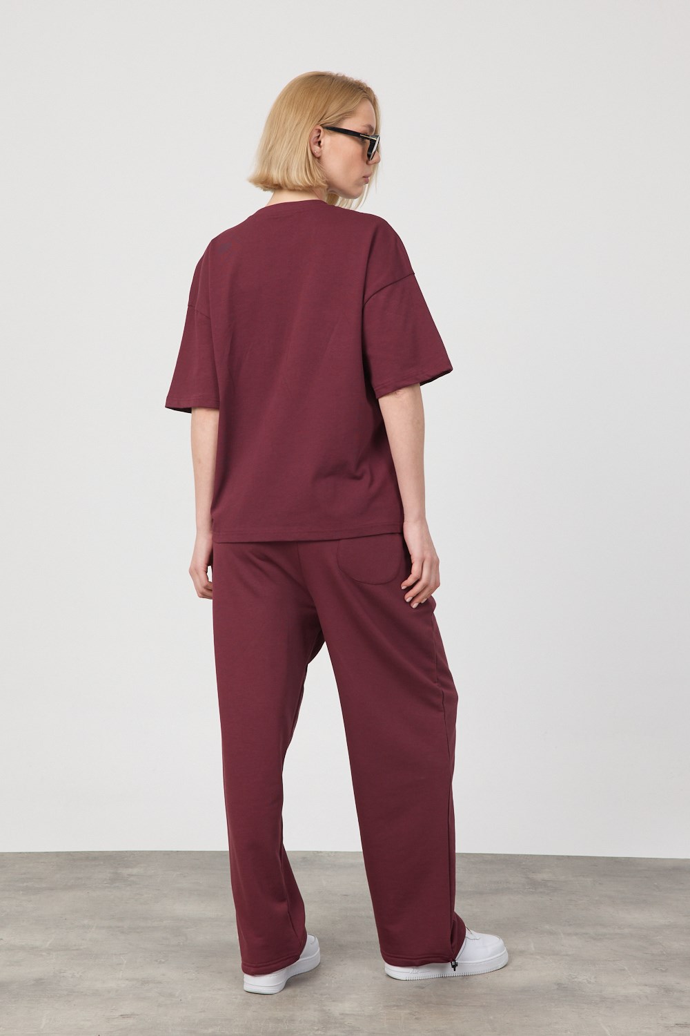 Kadın Chill Oversize Premium Bordo T-Shirt